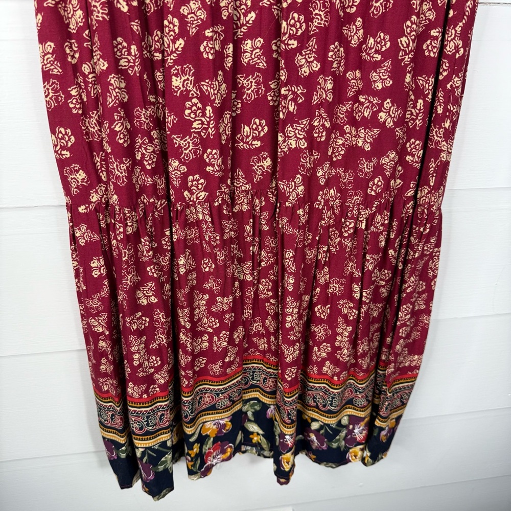 NWT BeachLunchLounge Red Floral Sleeveless Midi Dress Boho EcoVero Size Small - Picture 4 of 12
